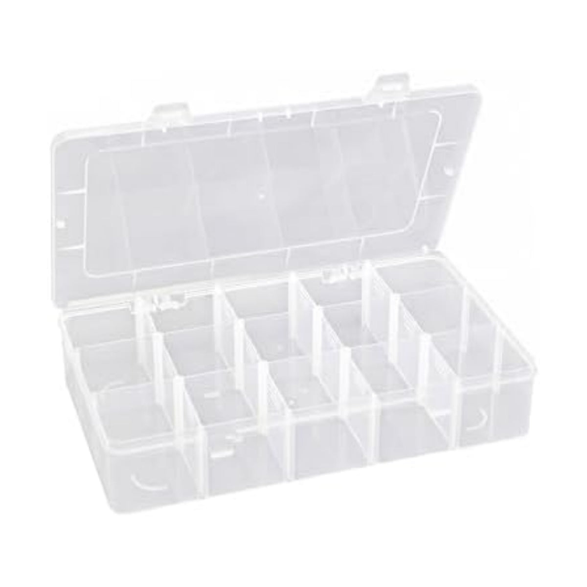 Hlotmeky Plastic Organizer Box with Dividers Bead Organizer 15 Large Grids Tackle box Organizer Clear Snackle Box Container