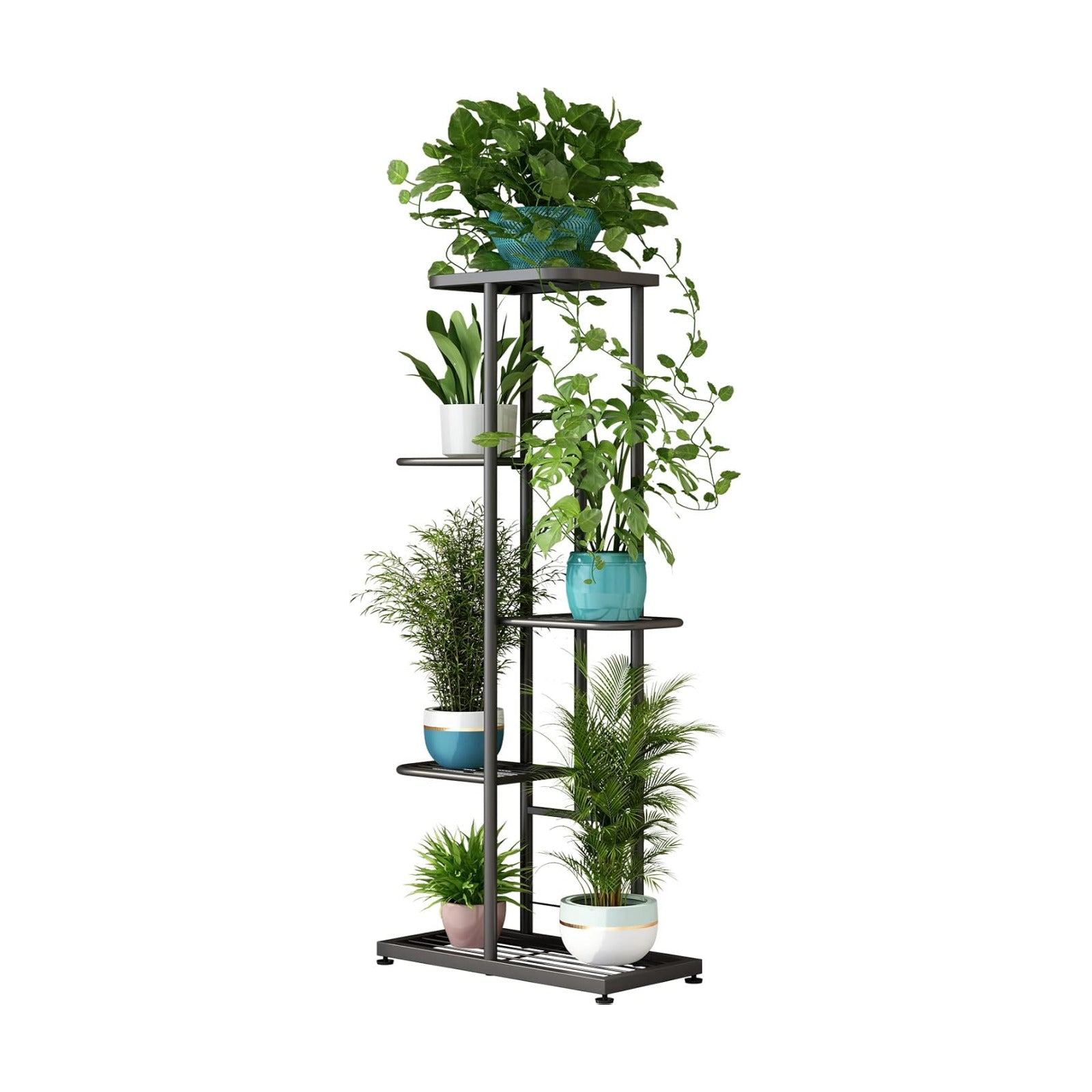 LINZINAR 5 Tier Plant Stand Indoor Outdoor Metal Flower Pot Display Shelf | Space Saving,6 Potted Multiple Flower Pot