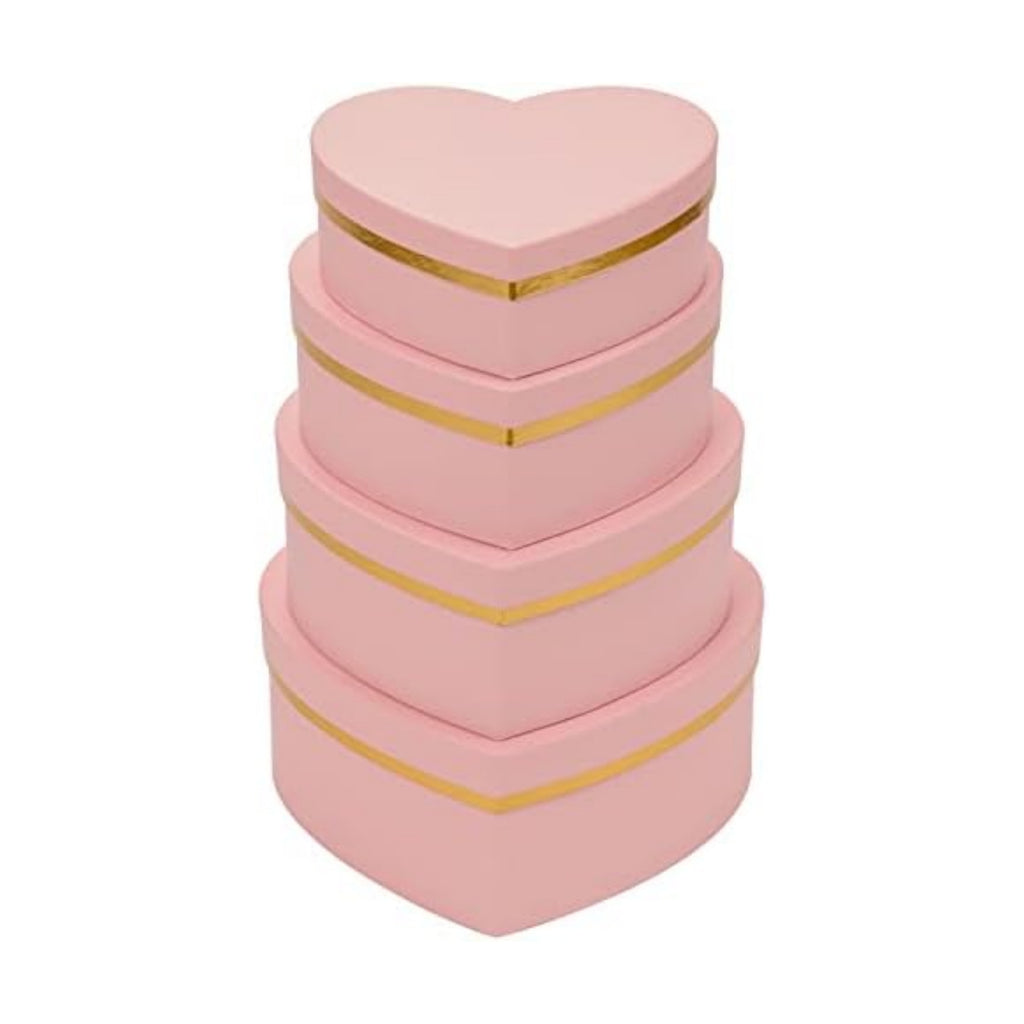 Oairse Pink Gift Boxes with Lids for Present Heart Shaped Flower Boxes for Arrangements Set of 4 Floral Gift Boxes for Bridesmaid, Proposal, Wedding, Birthday, Baby Showers