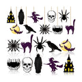 Jetec 30 Pcs Halloween Wood Ornaments Gothic Halloween Tree Decorations