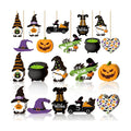 Jetec 30 Pcs Halloween Wooden Ornaments Cute Halloween Tree Decorations