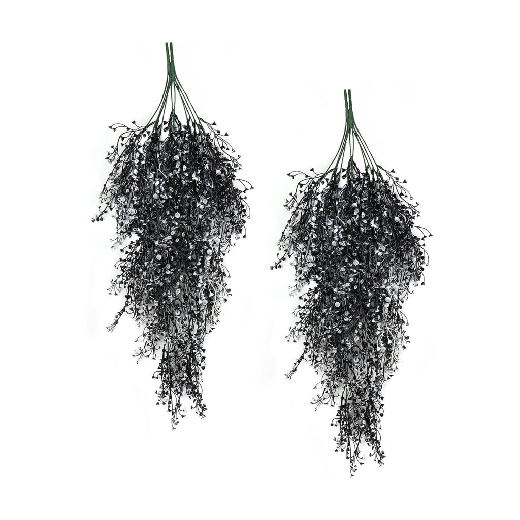 RECUTMS 4Pcs Artificial Hanging Wisteria Plants 31.5In Plastic Black White