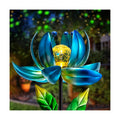 Solar Garden Lights Metal Flower Decor, Colorful Spinning Windmill Lotus Pathway Ligths with LED Cracked Crystal Ball