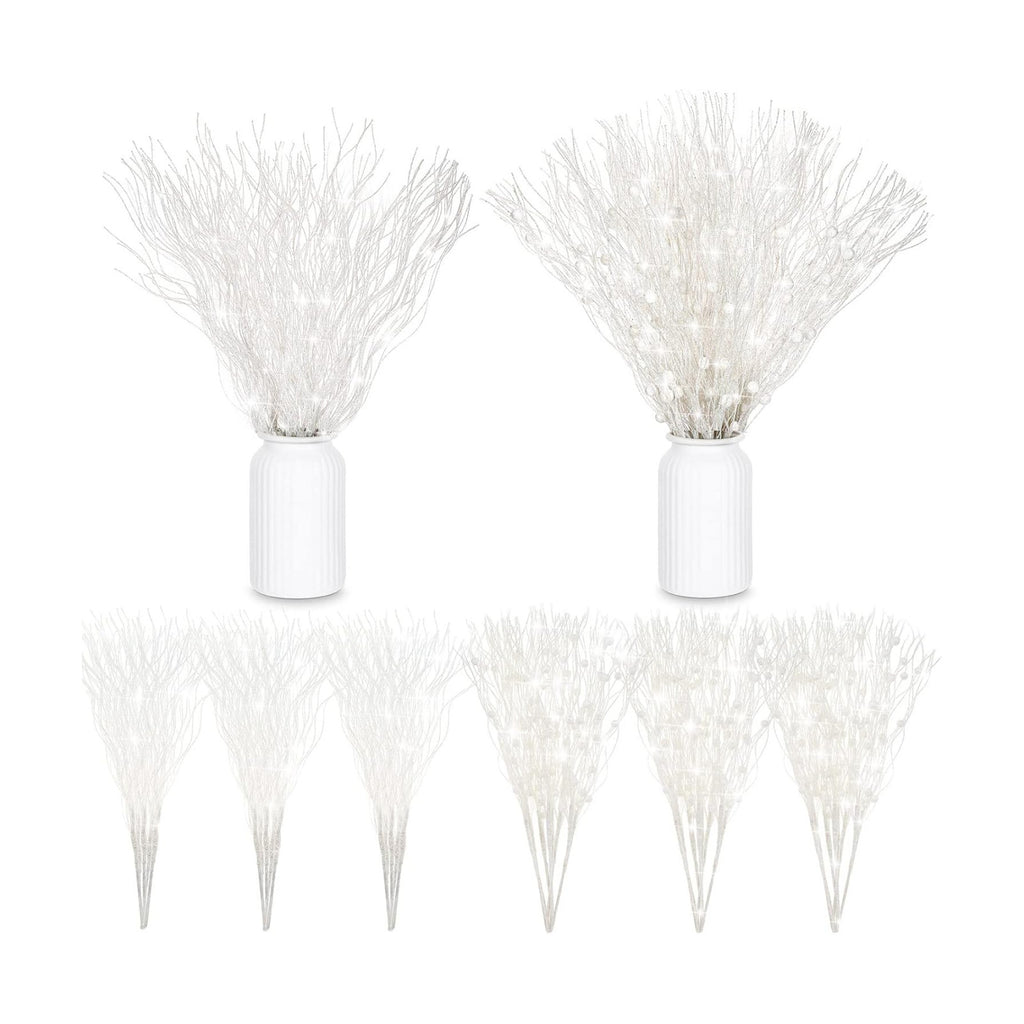 Giegxin 16 Pack 17 Inch White Branches for Christmas Tree White Berry Stems