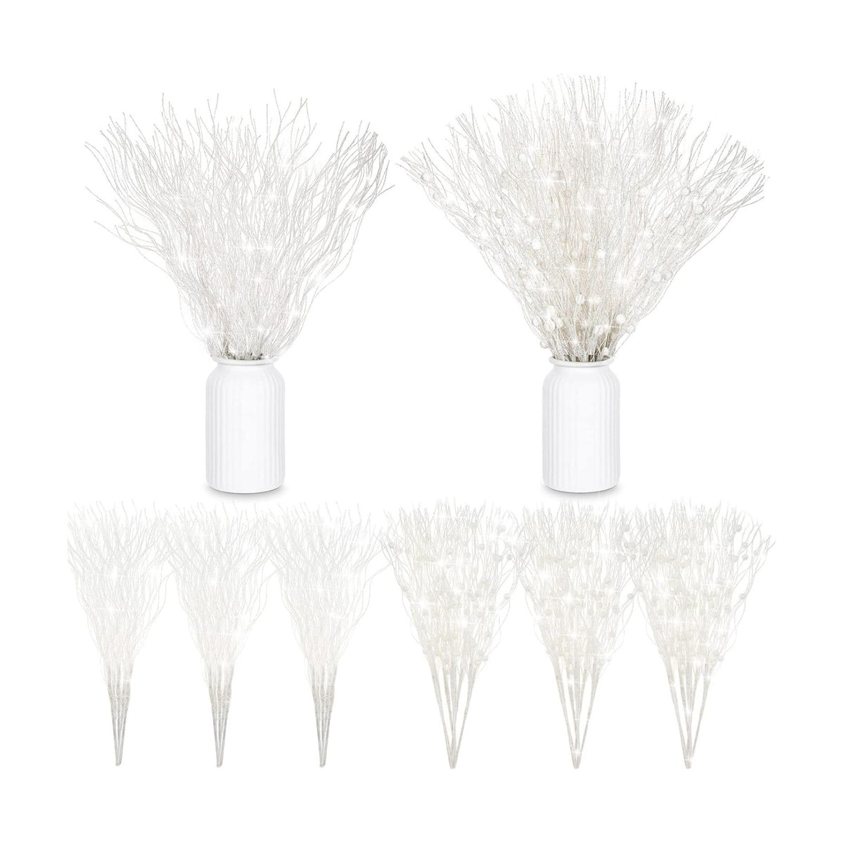 Giegxin 16 Pack 17 Inch White Branches for Christmas Tree White Berry Stems