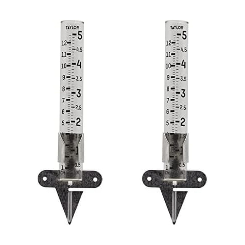 Taylor 2 Pack Rain Gauge Outdoor Glass 5 Inch Capacity