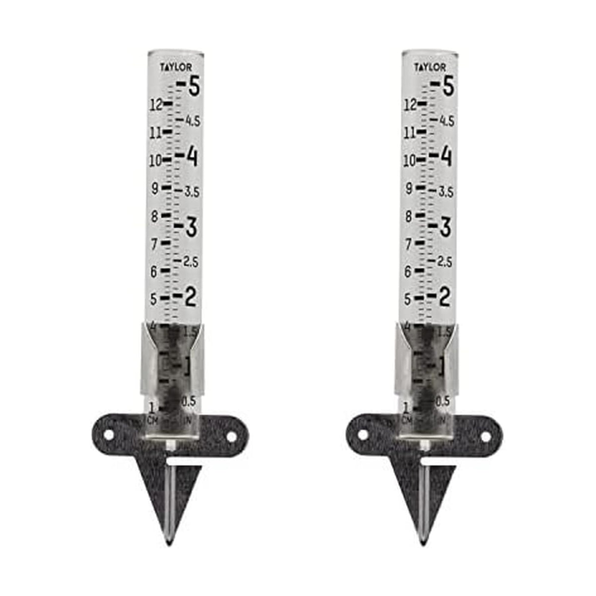 Taylor 2 Pack Rain Gauge Outdoor Glass 5 Inch Capacity