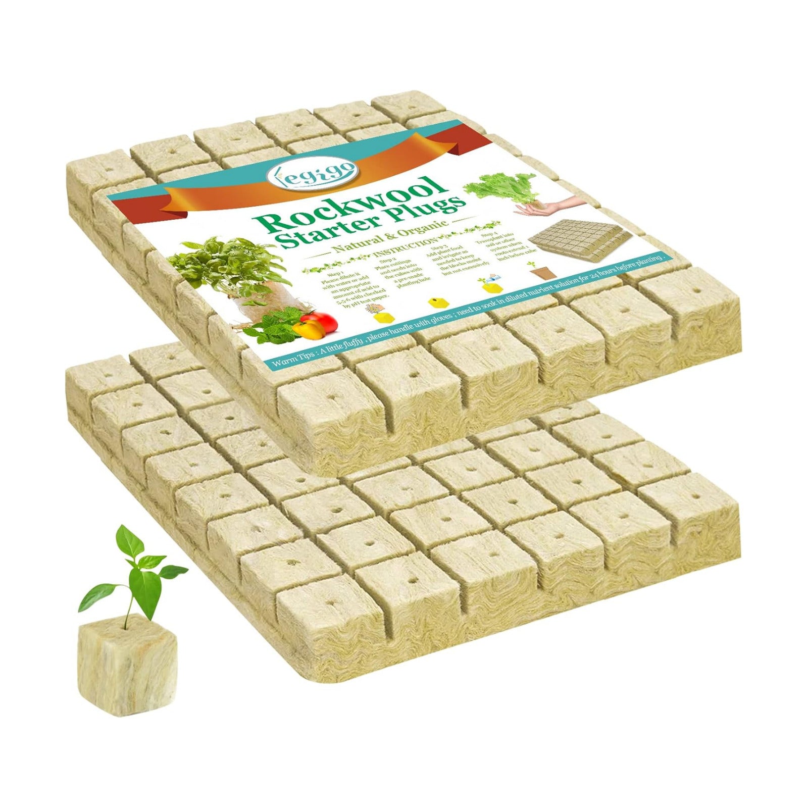 2 Inch Rockwool Cubes for Hydroponics Seed Starter, Rock Wool Planting Cubes Hydroponic Garden Grow Plugs for Soilless