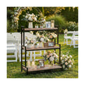 3 Tier Plant Stand with Wheels, Wooden Indoor Plant Shelf Rack,Brown | Rolling ladder plant shelf with solid wood &