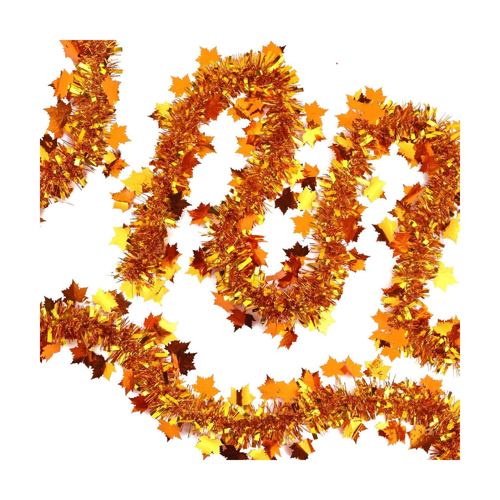 DIYDEC 33ft Thanksgiving Fall Tinsel Garlands Golden Copper