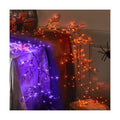 Fudios Lighted Halloween Garland with 120 Orange and Purple LED Fairy Lights for Mantle, Halloween Black Garland with Lights 8 Functios Battery Operated 6FT Indoor Outdoor Home Wall Decoration