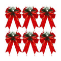 Syhood 6 Pcs Christmas Bows Xmas Velvet Bows Tree Decor, Red