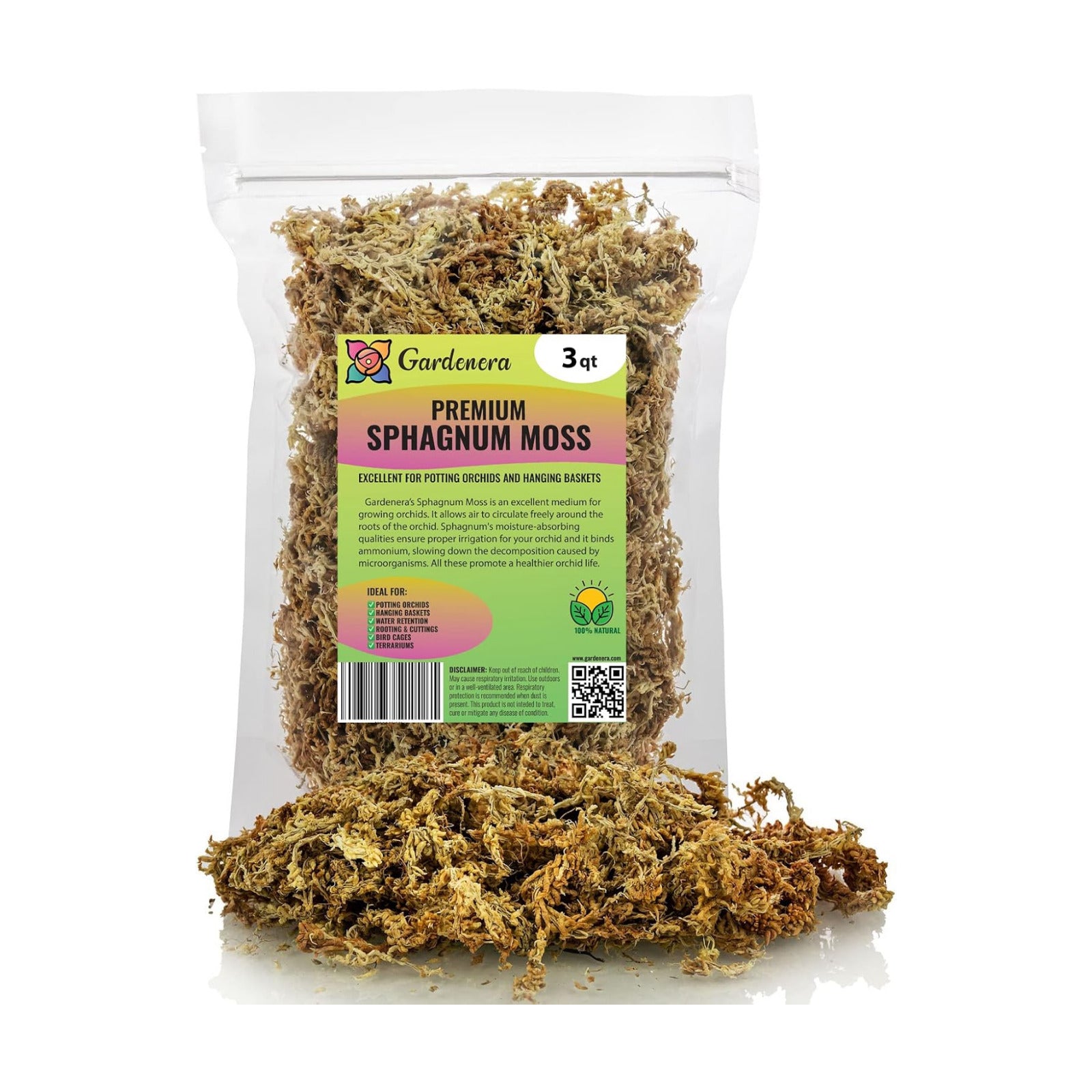 Premium New Zealand Sphagnum Moss by Gardenera - Organic Hand Mixed Long Fibered Sphagnum Moss Orchid - 3 Quart