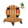 2PCS Acacia Round Plant Caddy, 360° Lockable Wheels, Natural, 14-Inch