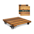 2-Pack 14 Inch Wood Plant Caddy with Wheels Heavy Duty, 264 lbs Acacia Hardwood Plant Caster Dolly Rolling Stand with