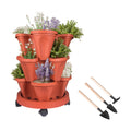 DUNCHATY Stackable Planters 3 Tier Vertical Garden Planting Tower Planters Strawberry, Herb, Flower, and Vegetable