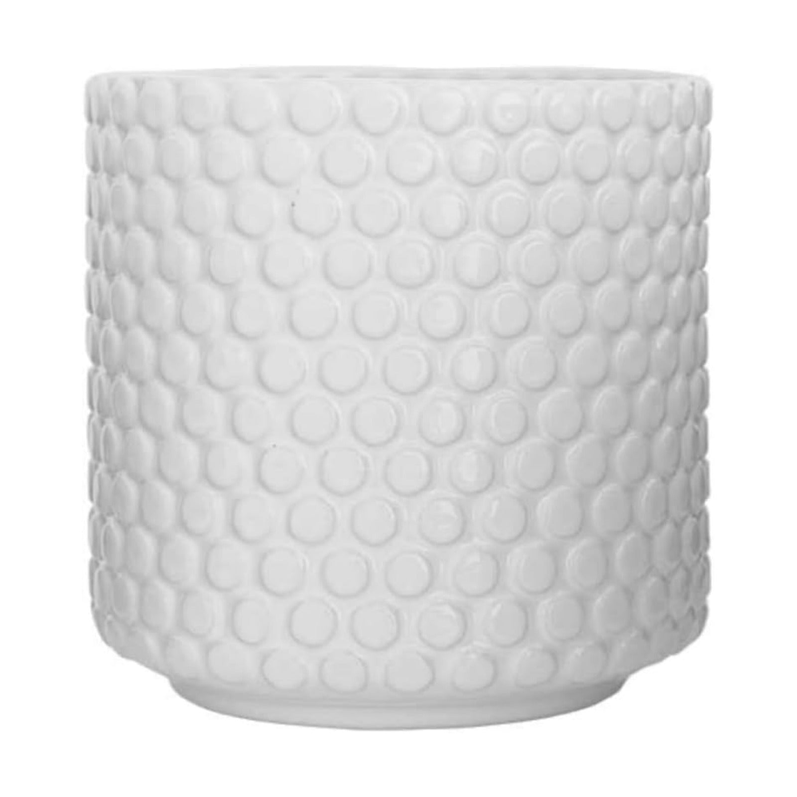 Nordring Stoneware Flower Pot – 6’’ White Planter with Polka Dots – Modern Ceramic Pot with Crackle Glaze – No Drainage