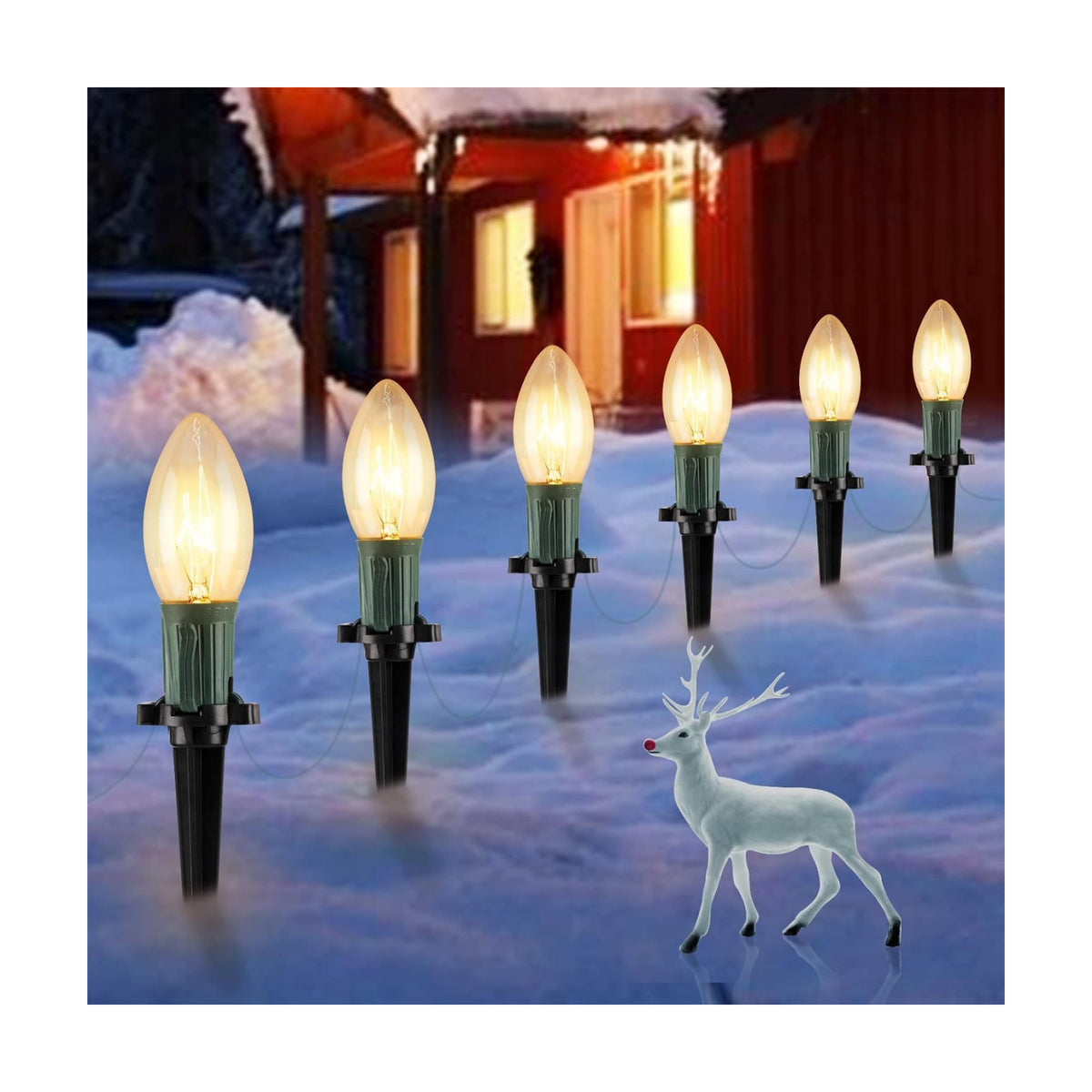 Christmas Pathway String Lights Outdoor,2Pack Total 51.4FT C9 Pathway Light