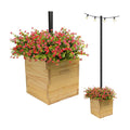 Large Decorative Wooden Planter with Universal Pole Support for String Light Poles, Umbrellas, Bird Feeders. Solid Wood