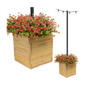 Excello 17 x 17 x 18-Inch Wood Pole Planter Box, Holder, Natural Finish