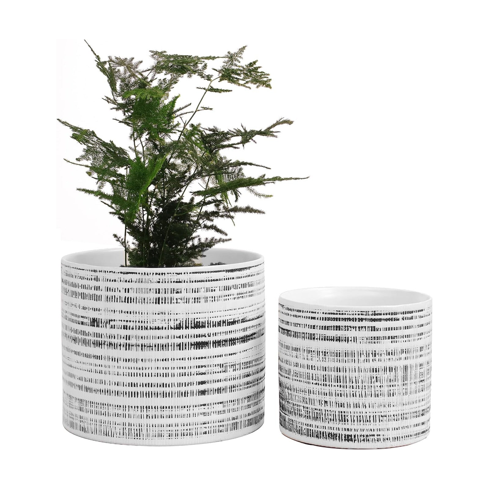 Plant Pots 2 Pack, 5" & 7" Ceramic Planter Pots Drainage Holes, Plant Pot for Indoor & Outdoor Set of 2 Flower Pots