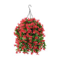 INQCMY Fake Hanging Flowers with Basket Artificial Violet for Outdoor
