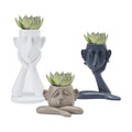 GUTE Human Face Shaped Succulent & Flower Planter Pots - Set of 3- Figurines for Garden - Indoor Outdoor Decorative
