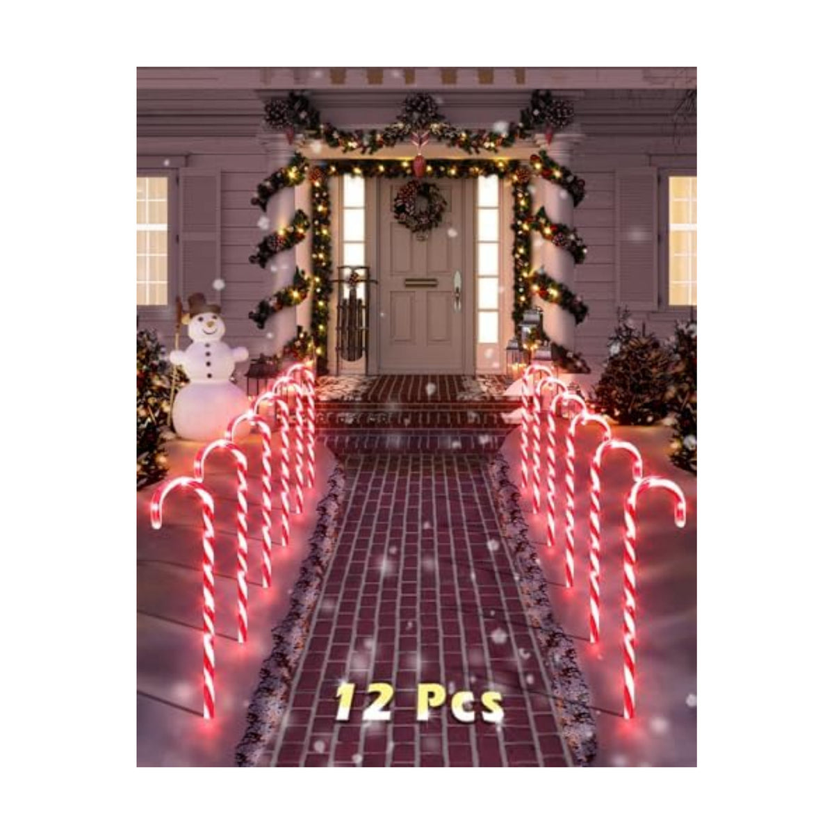 COOLWUFAN 12 Pack 22 Inch Candy Cane Christmas Pathway Lights Outdoor Decor