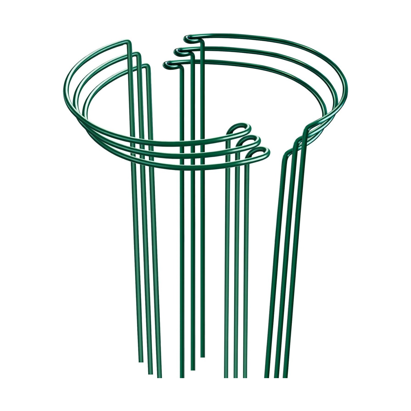 HiGift 6 Pack 24 Inch Plant Stakes, 10" Wide x 24" High Half Round Metal Peony Cages and Support, Green Garden Plant