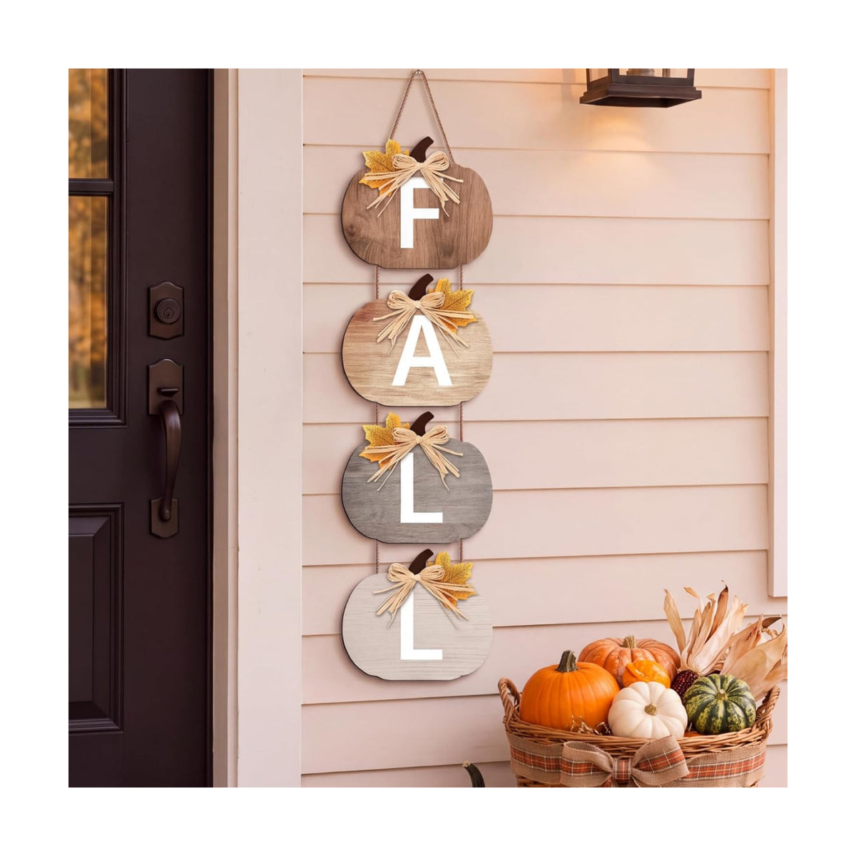 Vicenpal Fall Porch Sign Wooden Hanging Farmhouse,Classic Color,Pumpkin