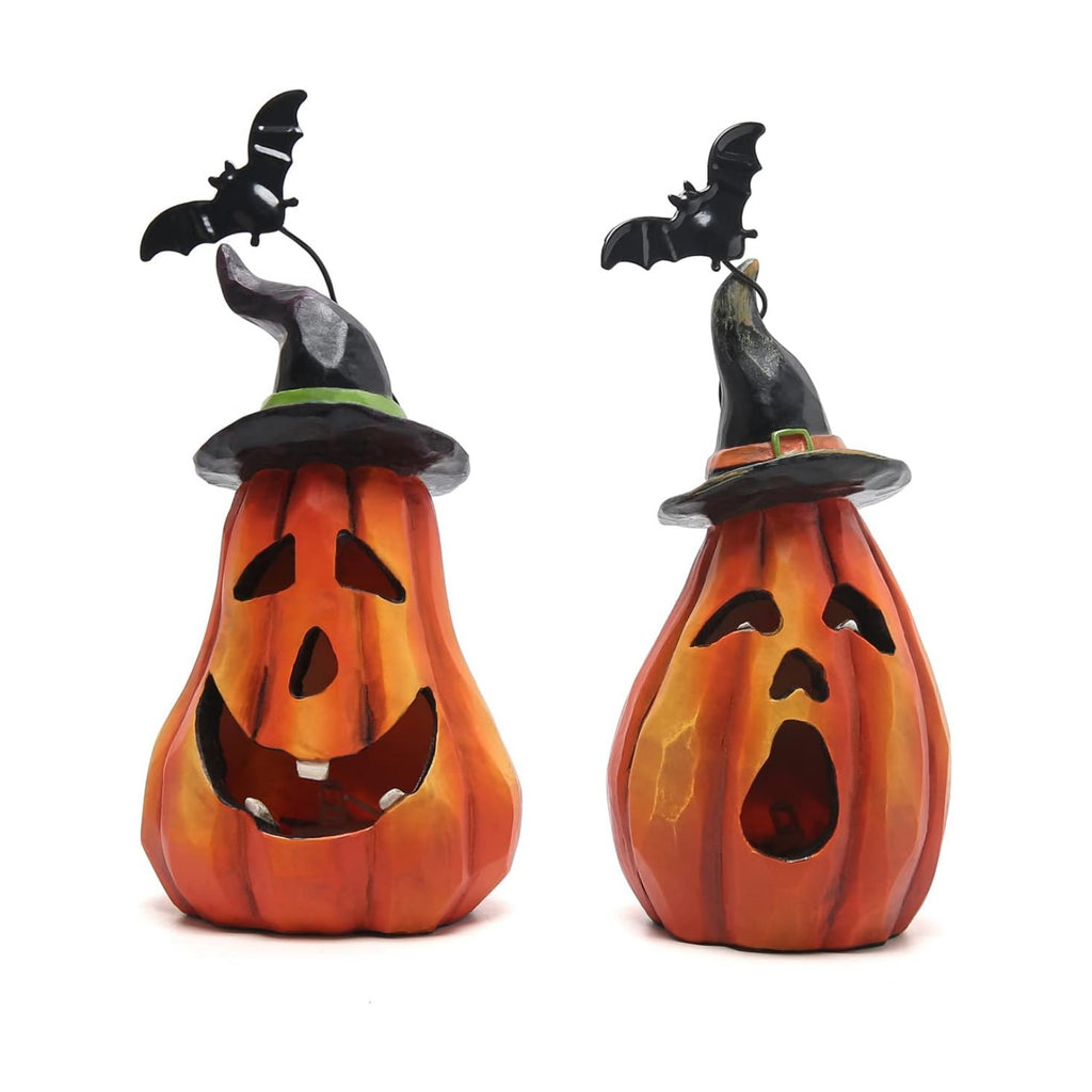Hodao Halloween Pumpkin Decor, Gothic JackoLantern Resin Tabletop Figurines