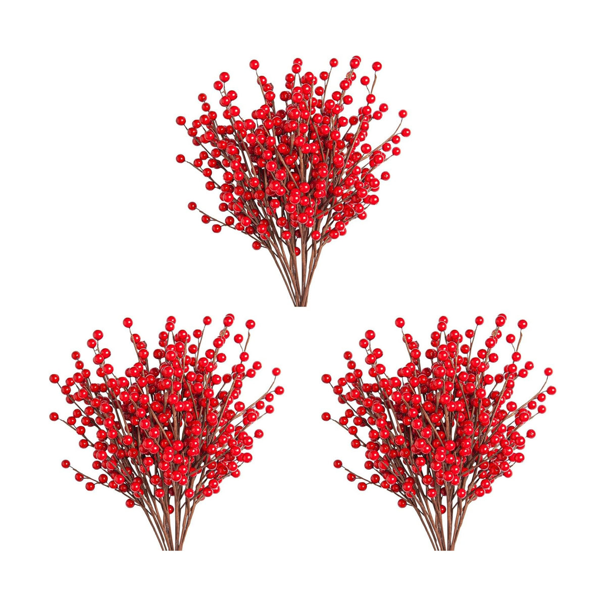 Red Holly Berry Stems for Christmas Tree,Total of 900 Red Berries,13.8in 36Pack Berry Stems, Hand Made Christmas Decor,Artificial Burgundy Berries, Christmas Picks