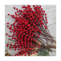 Red Holly Berry Stems for Christmas Tree,Total of 840 Red Berries,16.7in 24Pack Berry Stems,Hand Made Christmas Decor,Artificial Burgundy Berries, Christmas Picks