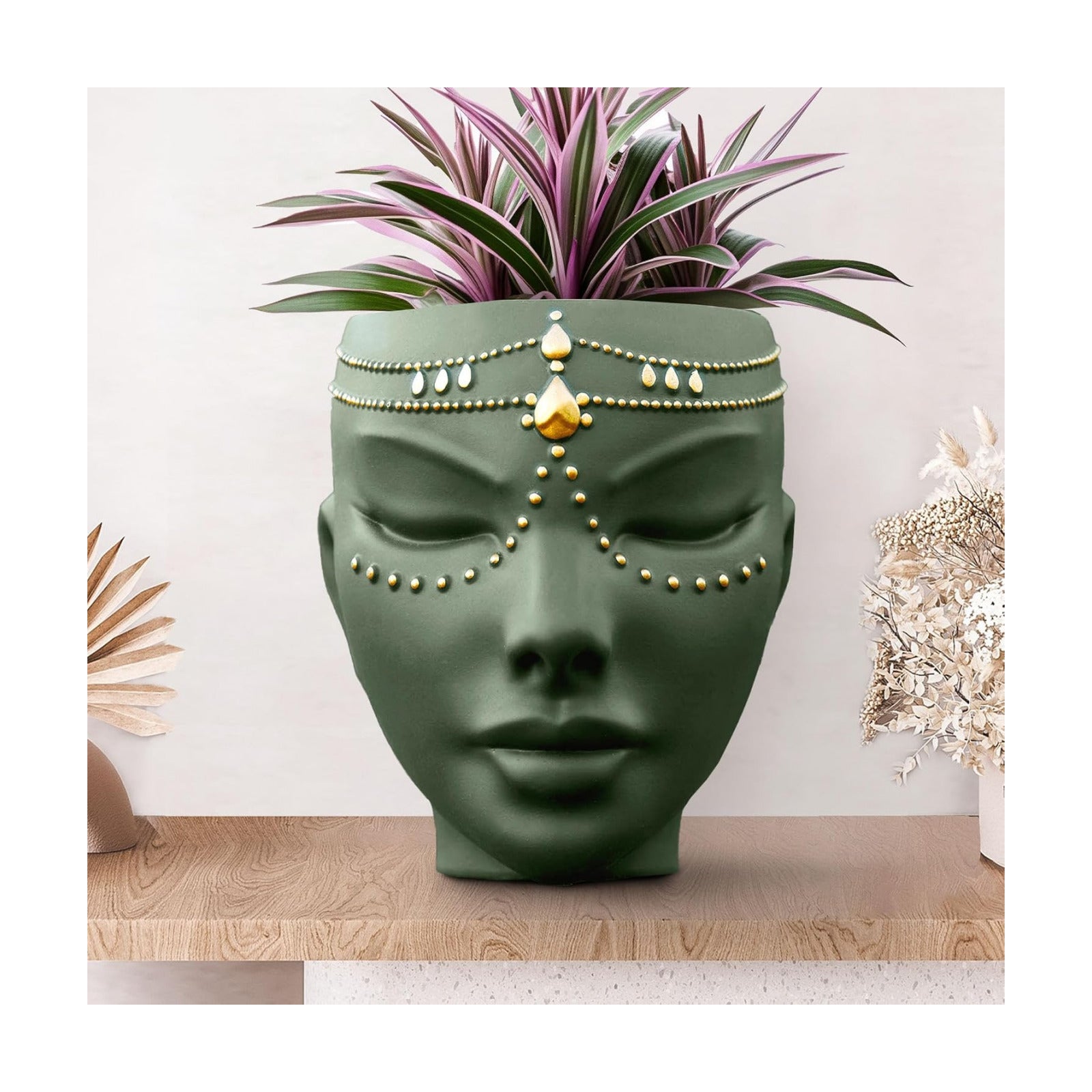Head Planter - Indoor & Outdoor Home Decor Gifts for Plant Lovers - for Flat Surface or Wall Mount - Unique Face