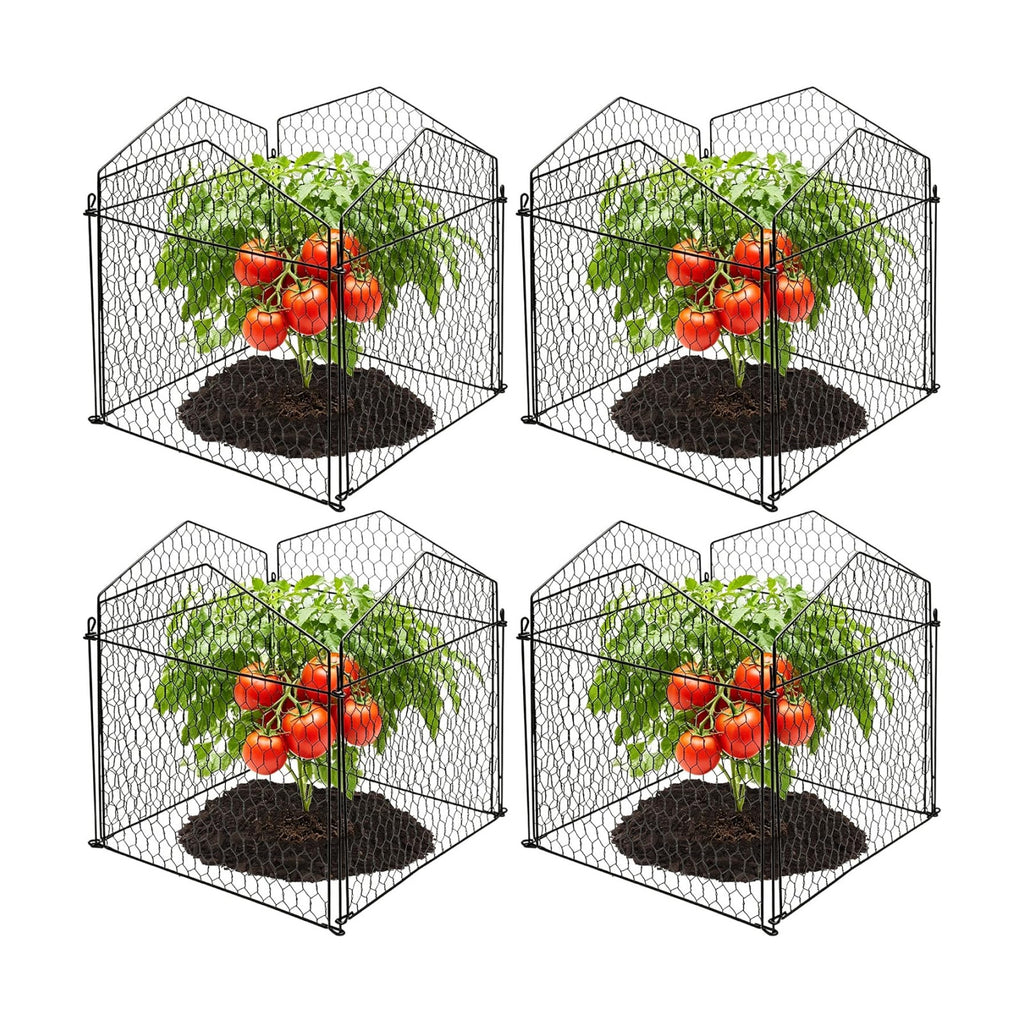 DECOHS 4 Packs Chicken Wire Cloche Plant Protectors from Animals Garden Plant Cage Protector - Wire Plant Protectors to