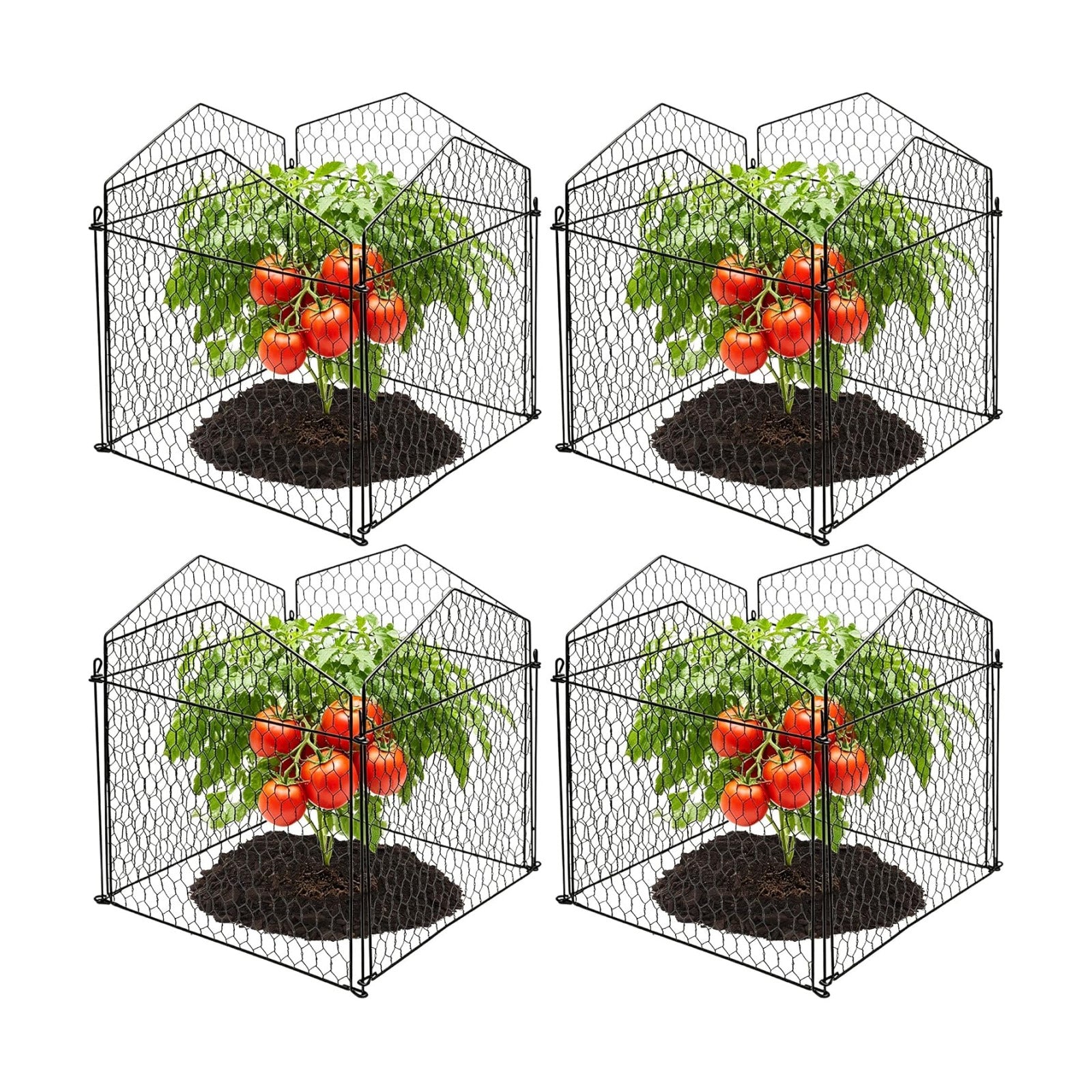 DECOHS 4 Packs Chicken Wire Cloche Plant Protectors from Animals Garden Plant Cage Protector - Wire Plant Protectors to