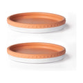 YBX 8-inch Plant Saucer Premium Terracotta Saucer Round Ceramic Plant Trays, Pack of 2 (White/Terracotta) | Glazed