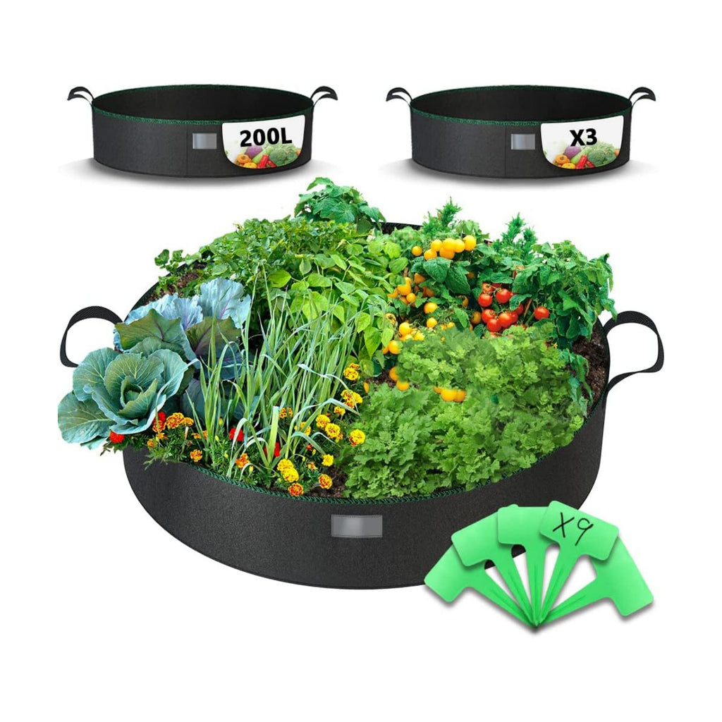 VOUNOT Pack of 3 Plant Grow Bags for Vegetables 54 Gallon Potato Growing Kit with Window Flap, Non-Woven Plant Fabric
