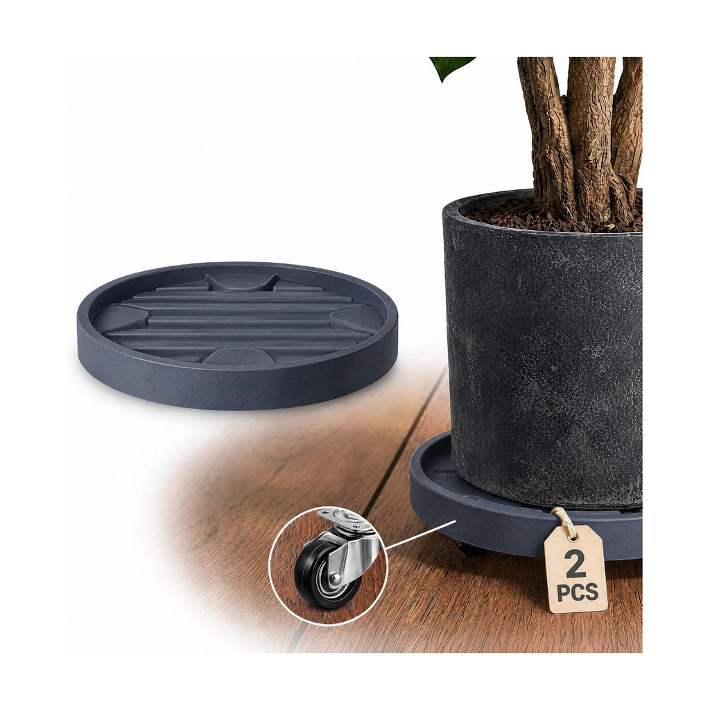 12Inch Plant Caddy with Hidden Wheels for Large Pots | 2Pack Plant Stands with Wheels, Heavy Duty Rolling Plant Base