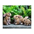 Bunny Decor Set of 3 Resin Easter Garden Statues Outdoor Indoor Home Yard | Easter Rabbit Figurines for Flower Bed
