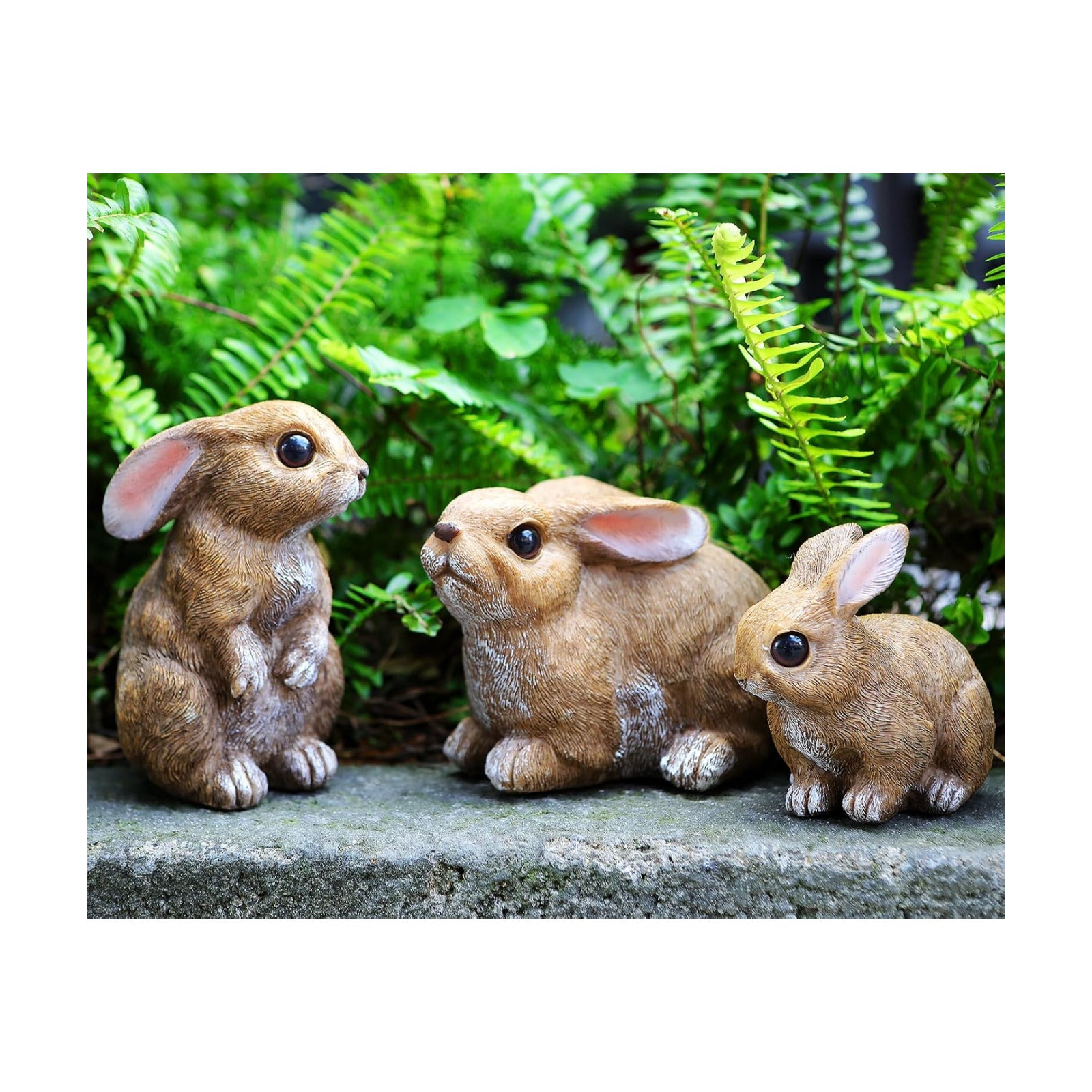 Bunny Decor Set of 3 Resin Easter Garden Statues Outdoor Indoor Home Yard | Easter Rabbit Figurines for Flower Bed