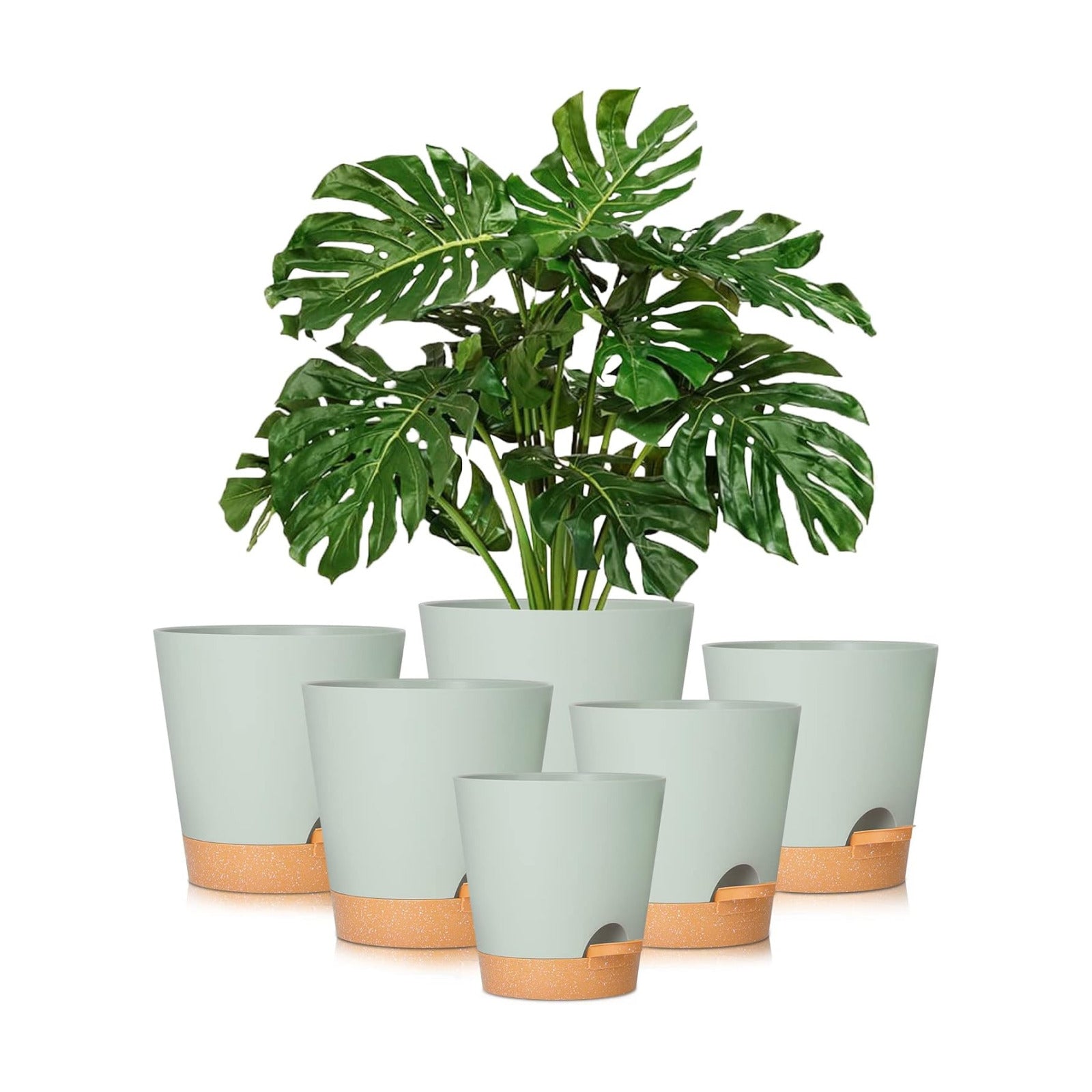 Plant Pots 8/7/6.5/6/5.5/5 Inch Self Watering Planters with Drainage Hole, Plastic Flower Pots, Nursery Planting Pot