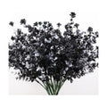 RECUTMS Black Artificial Flowers, Fake Outdoor UV Resistant Plants Faux Plastic Greenery Shrubs Indoor Outside Hanging Planter Home Kitchen Office Wedding, Garden Decor (White+Black)