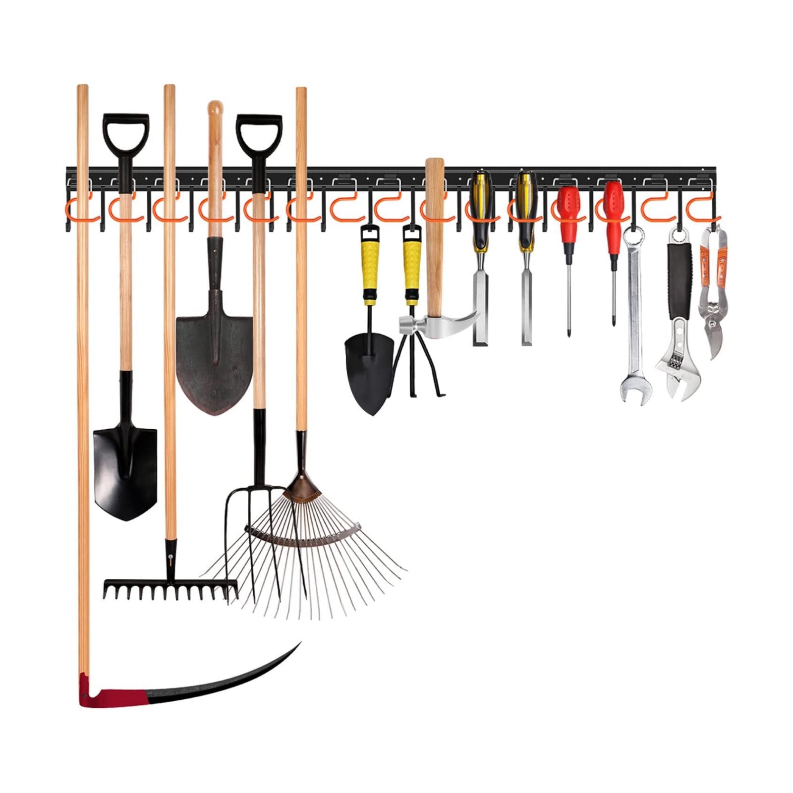 TVKB 51'' All Metal Garden Tool Organizer Adjustable Garage Tool Organizer Wall Mount Garage Organizers and Storage