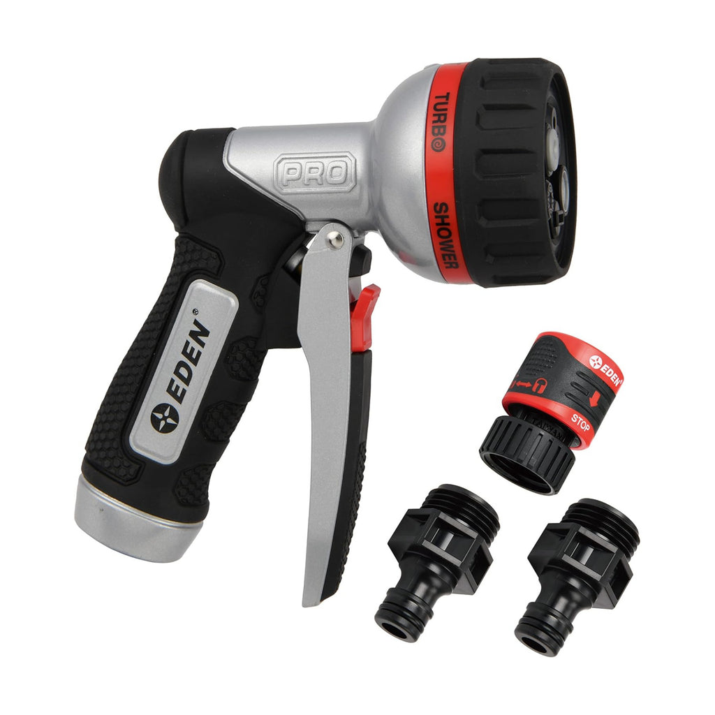 Eden PRO 94833 Metal Front Trigger 6-Pattern Turbo Nozzle | Heavy-Duty Hose Sprayer for Garden, Lawn, Plants, Outdoor