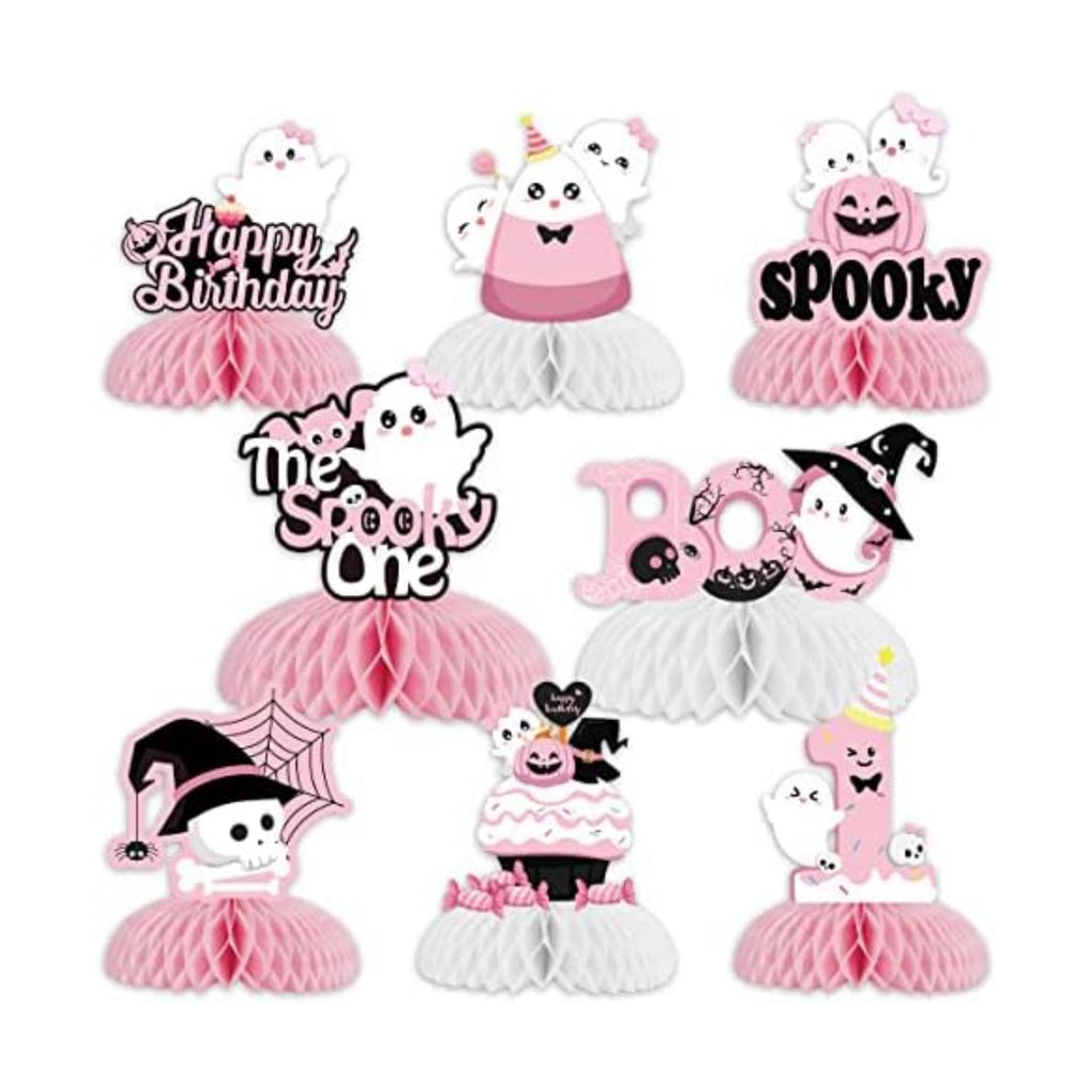 Halloween Honeycomb Centerpieces Pink Halloween 1st Birthday Table Decorations for Girls Baby Shower The Spooky One Girl Party Ghost Spooky Honeycomb Pumpkin Table Toppers
