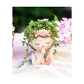 Cute Head Planter Resin Succulent Planter Little Girl Flower Pot, Human Face Cactus Plants Container Bonsai Holder