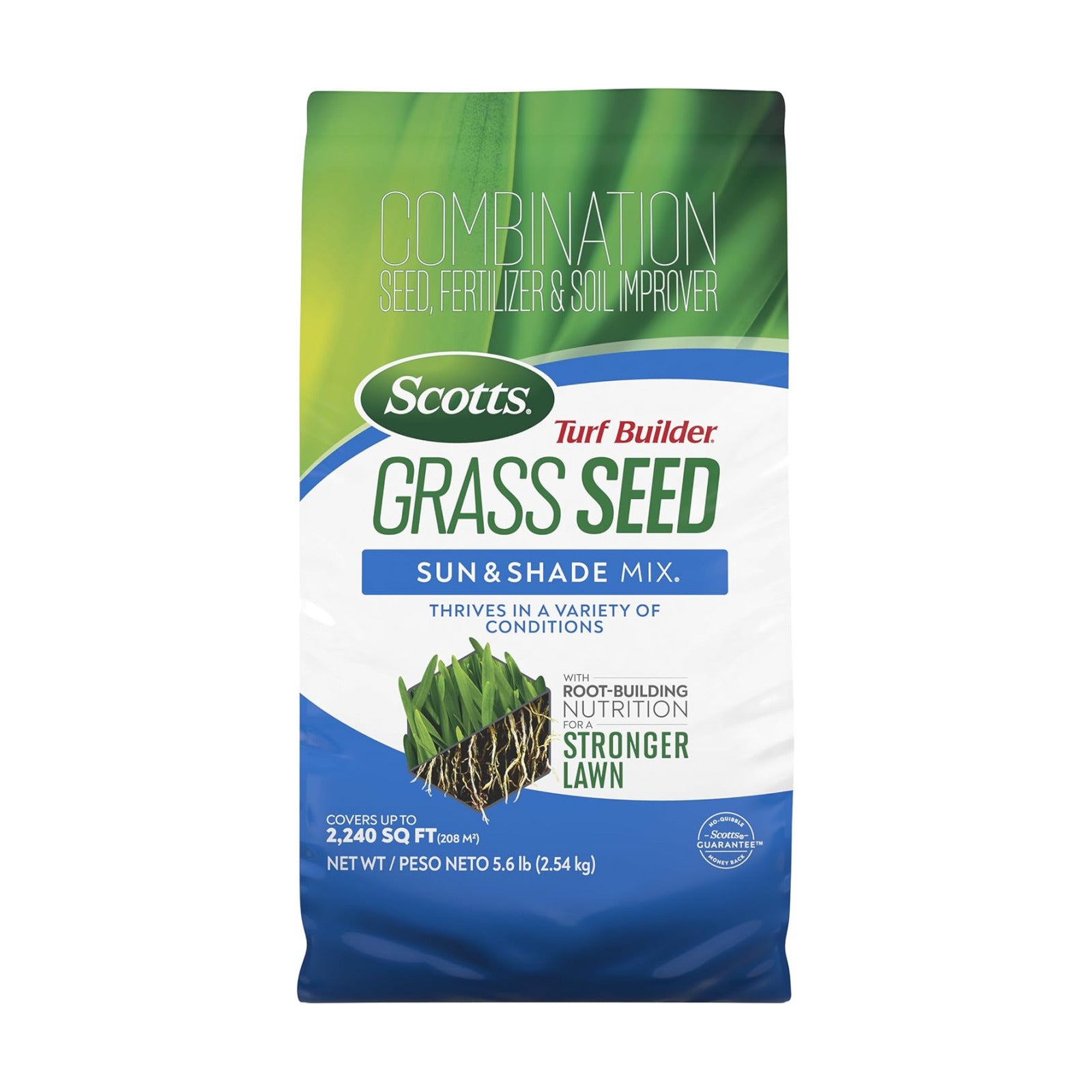 Scotts Turf Builder Grass Seed Sun & Shade Mix, 5.6 lbs. | Grass Seed Plus Lawn Fertilizer and Soil Improver, Thrives