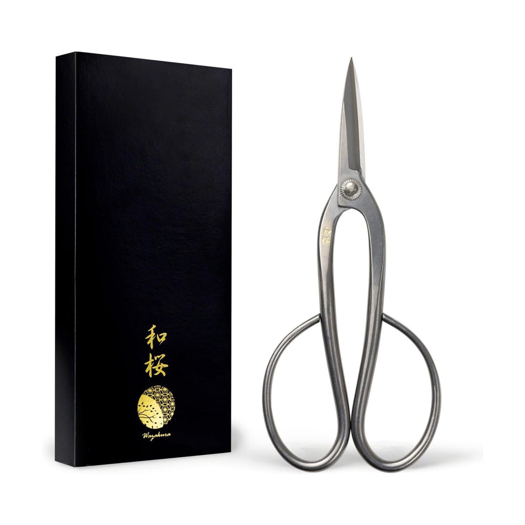 Wazakura Yasugi Stainless Steel Made in Japan Ashinaga Bonsai Scissors 8" (200 mm), Pruning Shears, Japanese Gardening