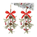 Giegxin 2 Piece Christmas Mistletoe Ornament,Bright Style,Red